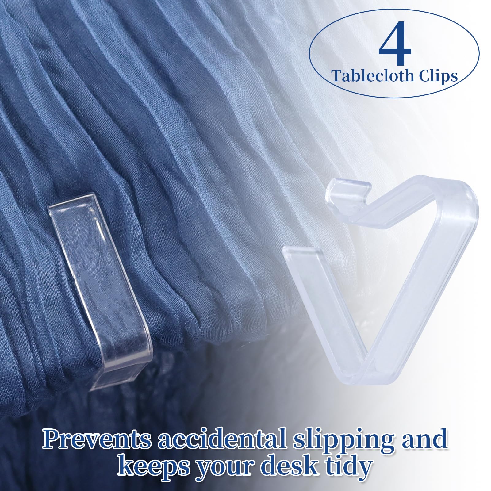 Runner Da Tavolo In Garza Boho - Blu Polveroso, 90x400 Cm, Con 4 Mollette, Per Matrimoni, Feste E Decorazione Casa - 2