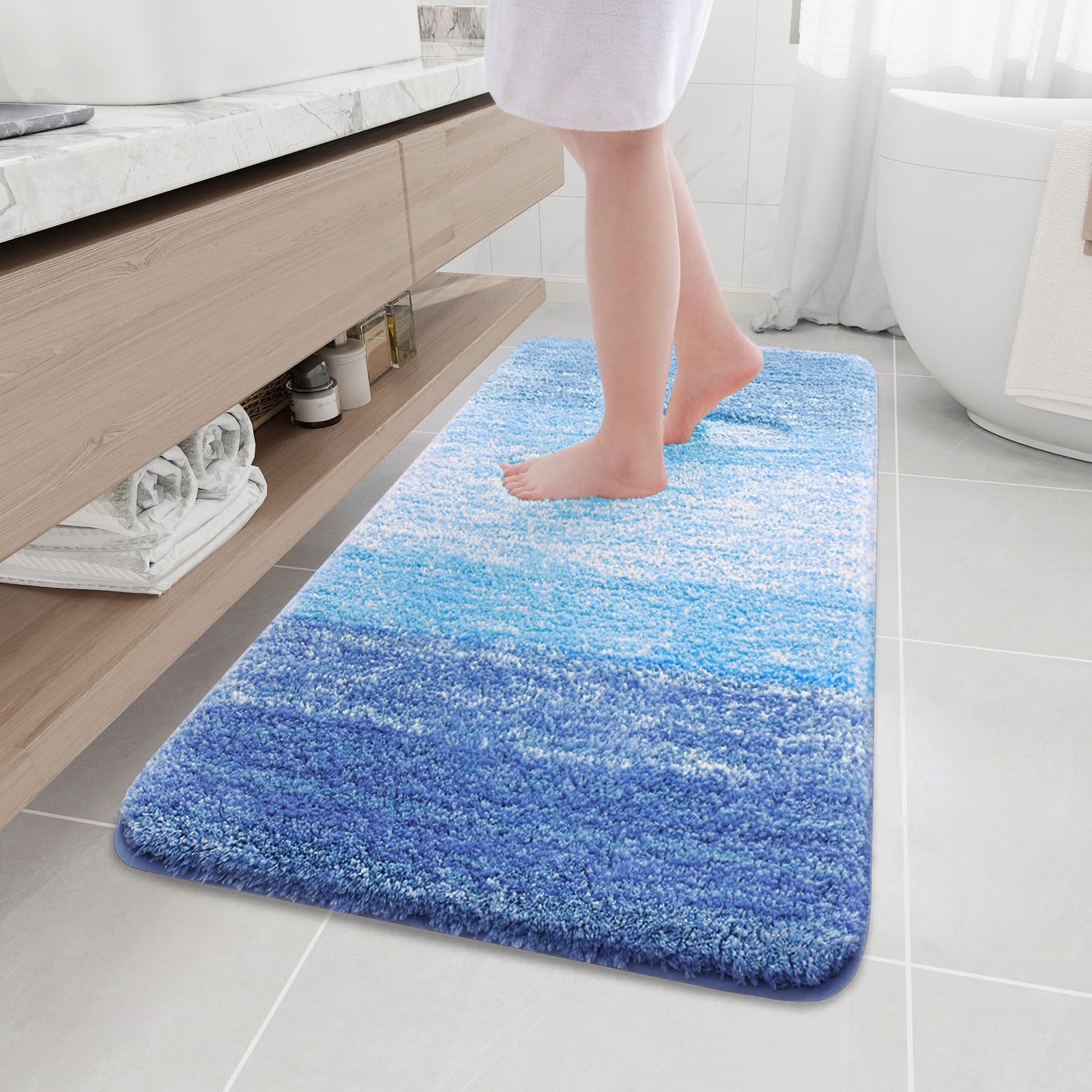 Arotive Microfiber Bathroom Rugs, Shaggy Soft and Absorbent Bath Rug, Non-Slip, Thick Plush Machine Washable Dry Bath Mats for Bathroom, Tub and