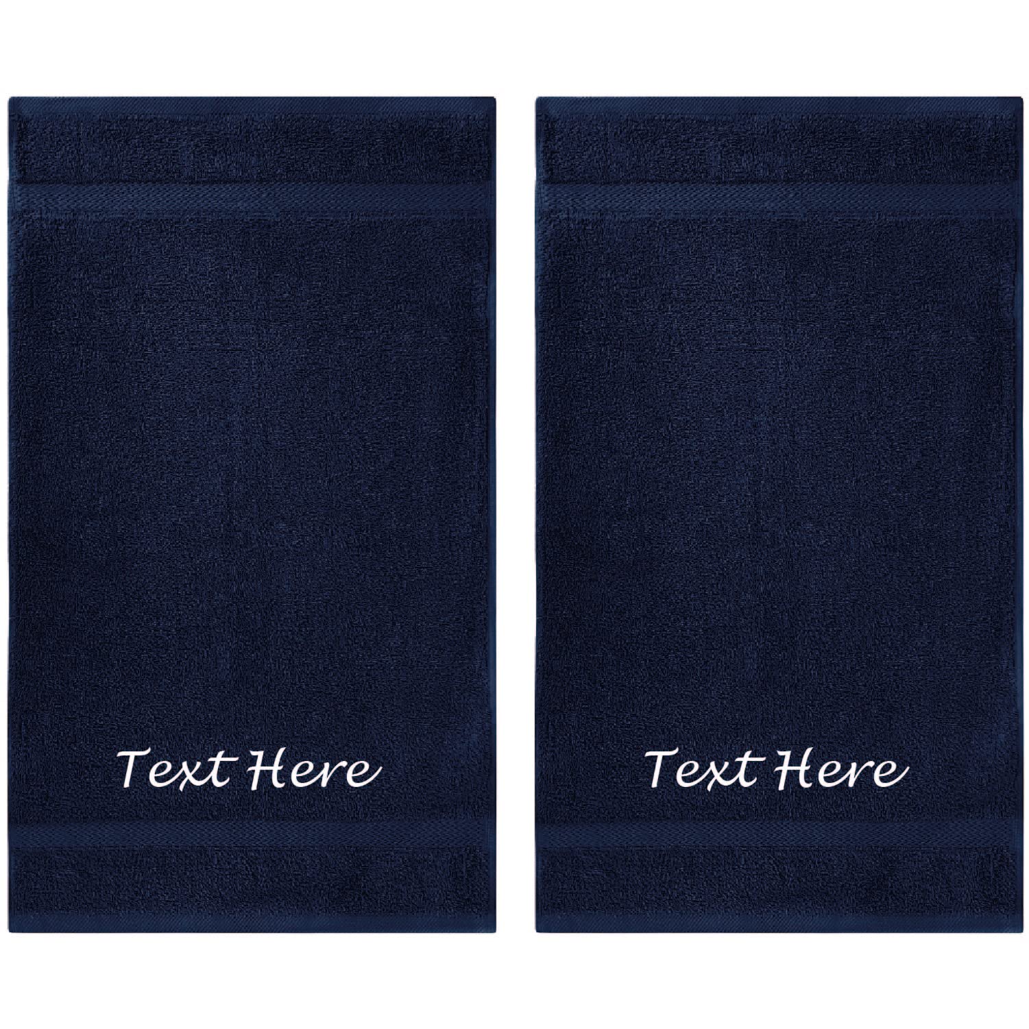 Personalized Towels Set with Embroidered Text - 2 Pack Highly Absorbent & Super Soft Turkish Cotton Hand Towels for Spa, Gym, Pool and Hotels - 16"x27