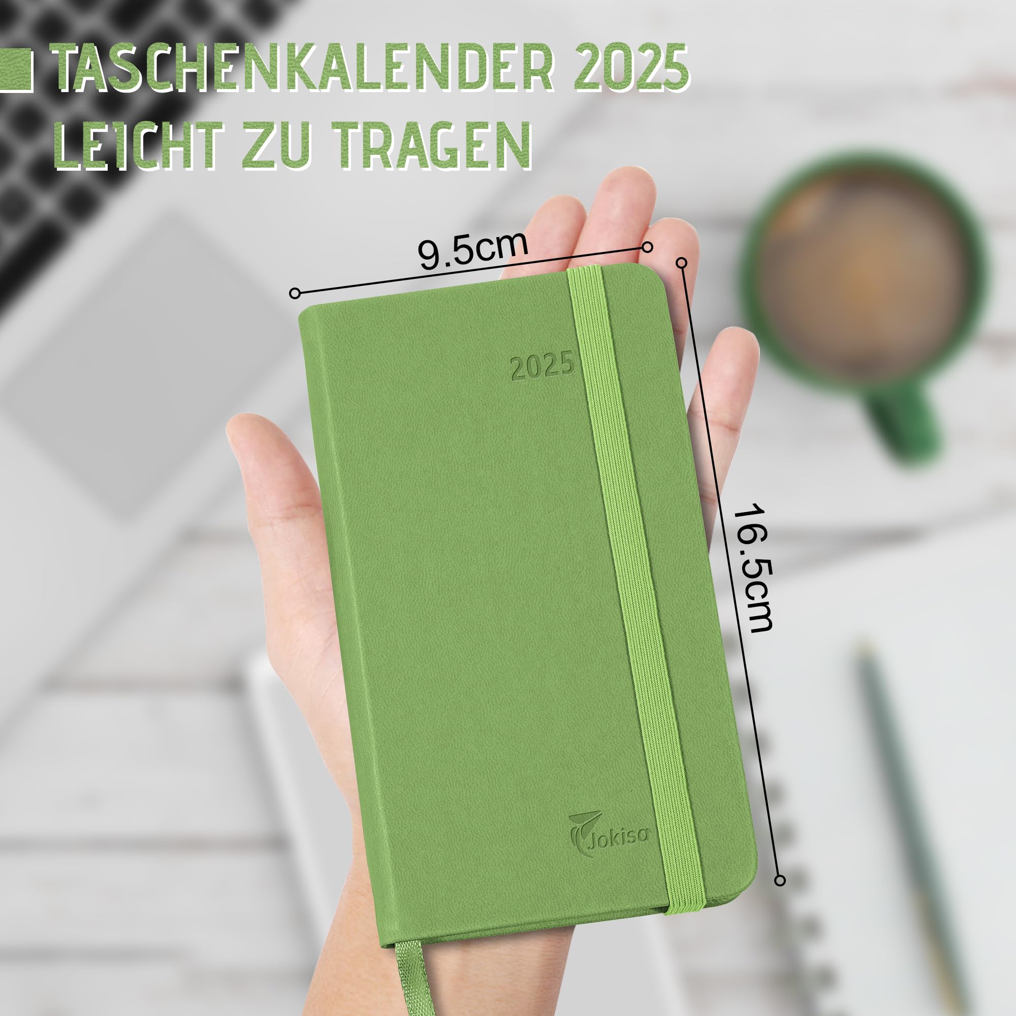Jokisa Agenda Settimanale 2025 Tascabile, Agenda 2025 Piccola 1 Settimana 2 Pagine, Planner 2025 con Chiusura a Elastico e Segnalibro, circa A6 (16,5 x 9,5 cm), Gen.2025-Dic.2025