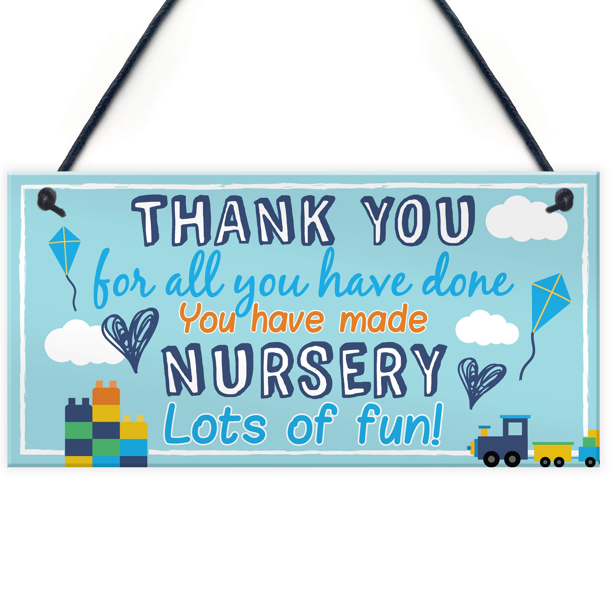 Red Ocean THANK YOU Gift For Nursery Teacher Hanging Sign Plaque Preschool Leaving School Gift Present