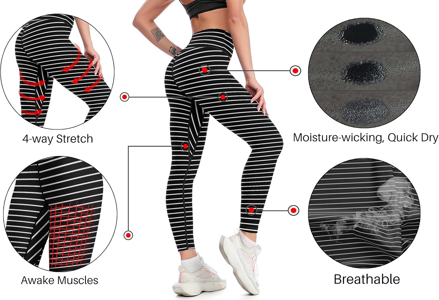 Cerburny Women's Athletic Workout Leggings High Waisted 4-Way Stretch Yoga Pants Running Shorts Exercise Pants - Image 5