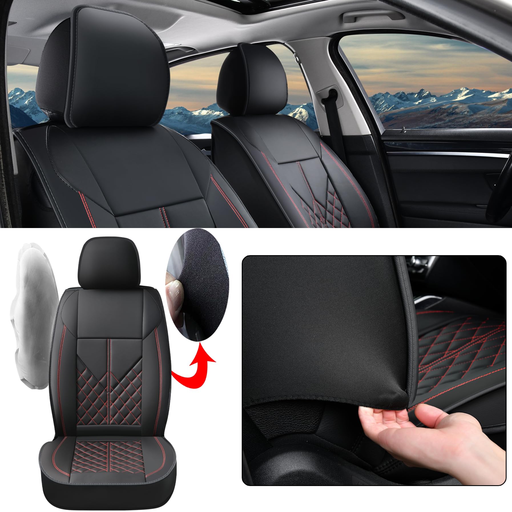 Universelle Auto-Sitzbezüge Komplettset,Wasserdichtes Kunstleder, Atmungsaktiv, rutschfest – Schutz & Haustieren – Für Seat Altea Arona Ateca Ibiza Leon Tarraco