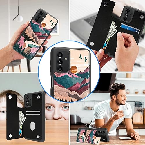 Miniatura 5 de BREIDMKFM Funda para Samsung Galaxy A13 5G con tarjetero cierre magnético de piel sintética de alta calidad con bloqueo RFID, 3 ranuras para