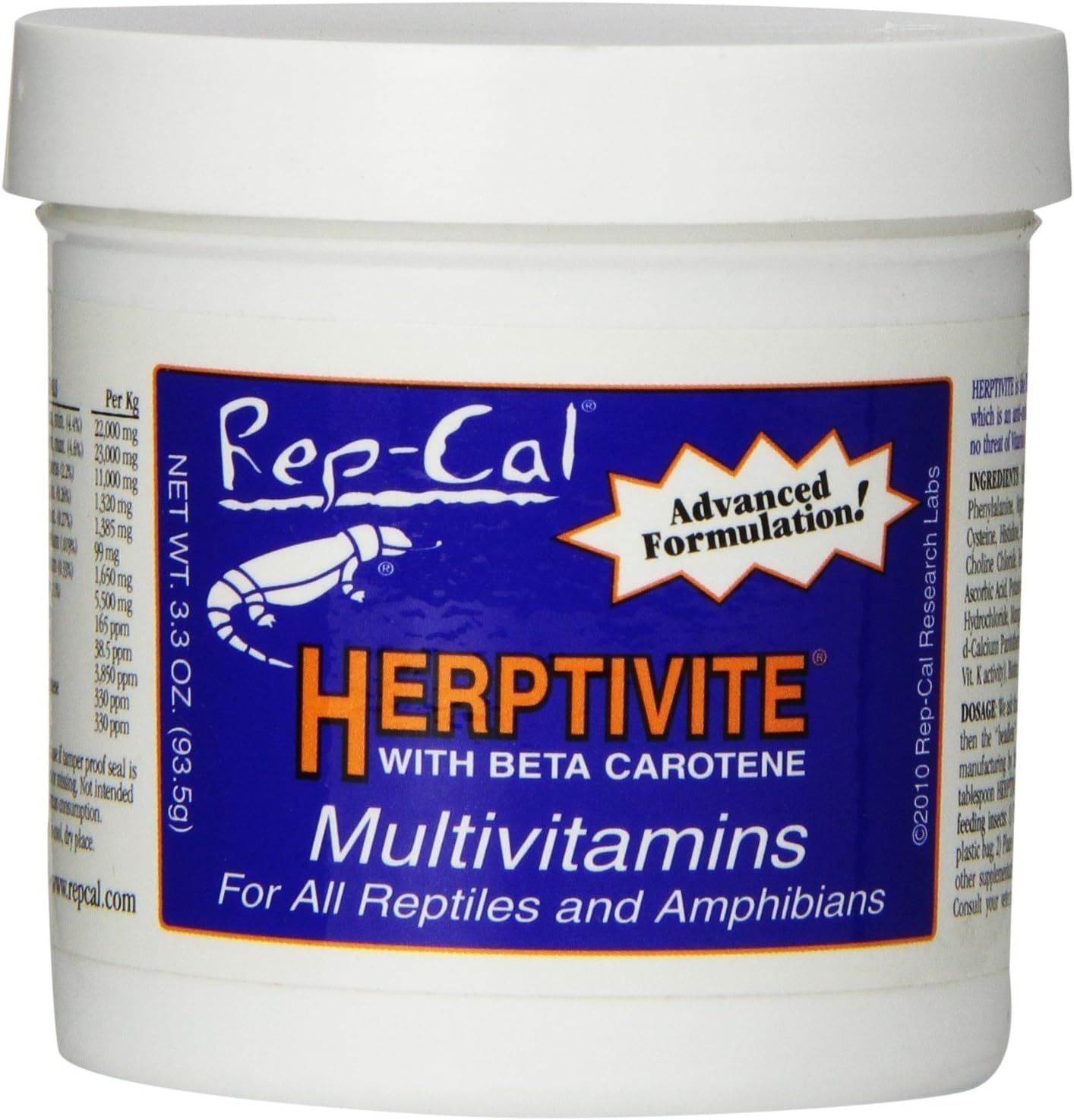 Rep-Cal HERPTIVITE Multivitamin for reptiles and amphibians (3.2 oz) Blue Bottle