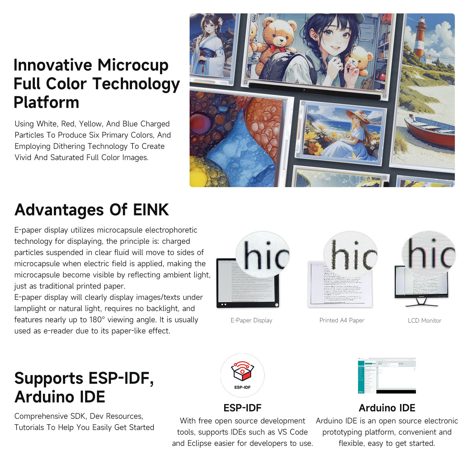 Waveshare 13.3inch Full Color E-Paper Display with ESP32-S3 E-Paper Driver Board, Adopts E Ink Spectra 6 (E6) Technology, Onboard Audio Codec Chip, WiFi & Bluetooth Support