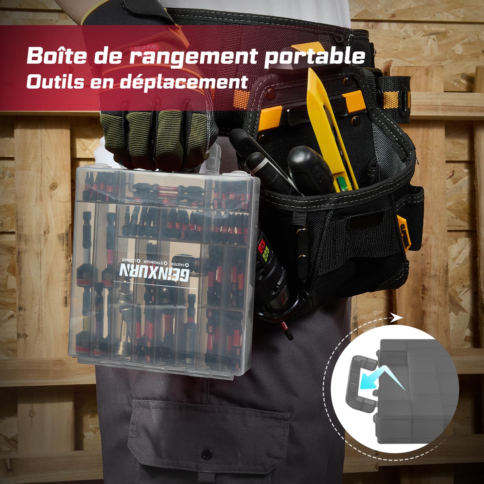Geinxurn Lot de 99 Embouts de Vissage (Torx, Cruciforme, PZ, Hex, SL), en Acier S2 Magnétique, avec Porte-embout, Adaptateur, Clé à Douille, Embout PH2 avec butée de profondeur avec Boîte de Gris