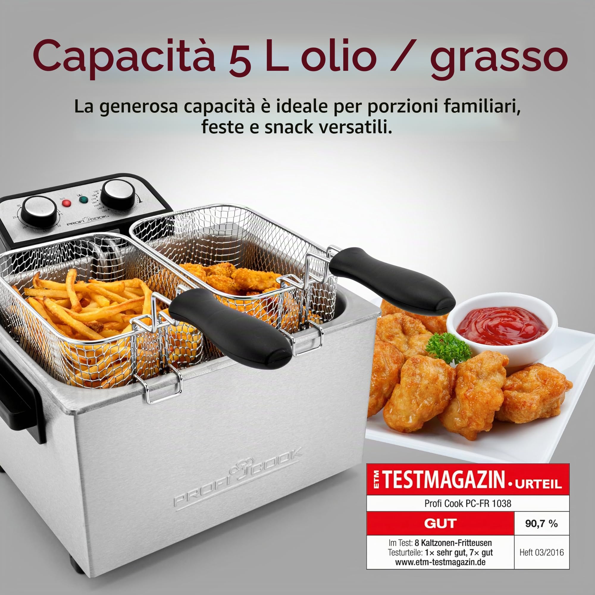 Proficook PC-FR 1038 Friggitrice, 5 L