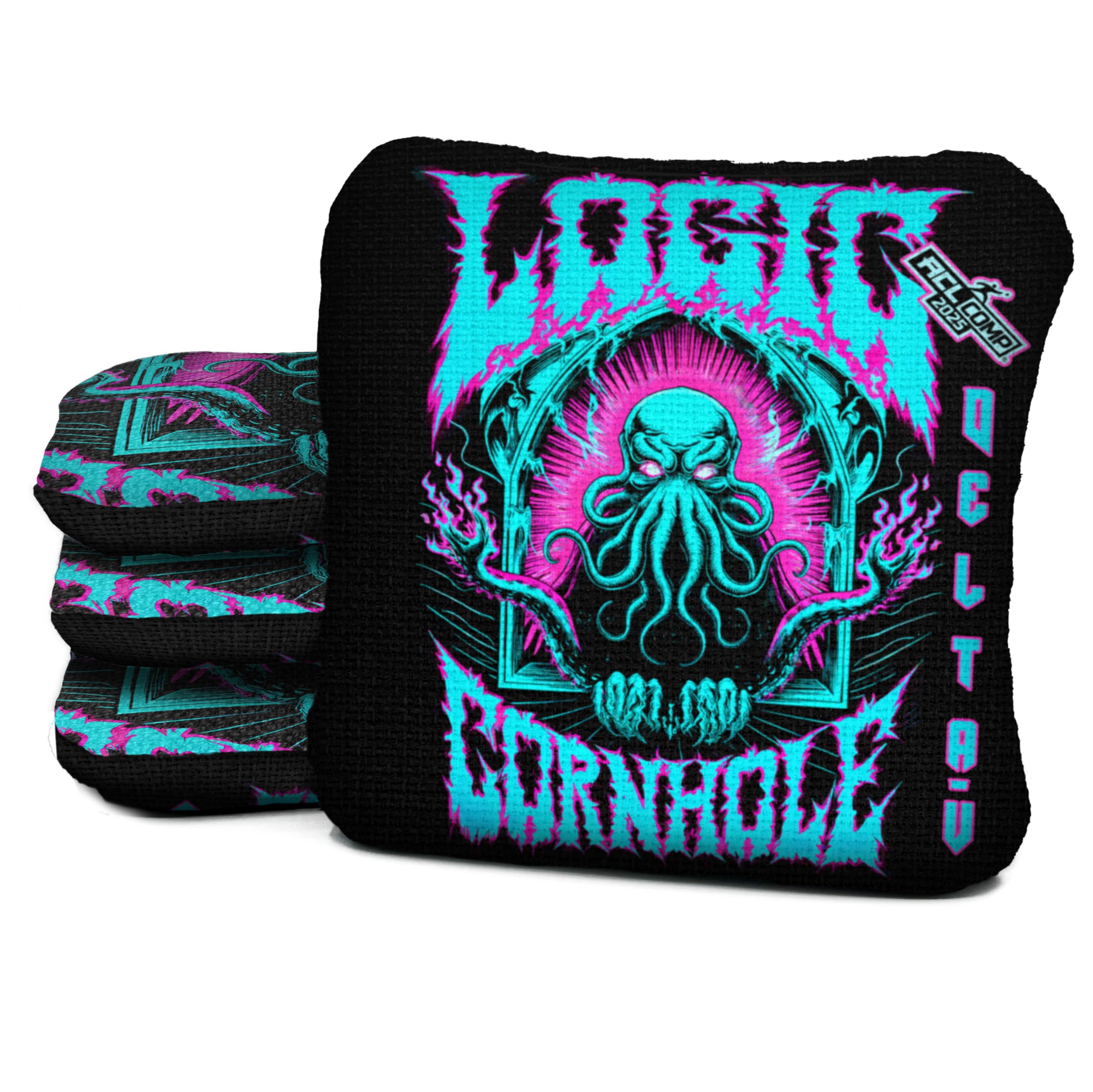 Logic Cornhole Bags - Cthulhu Design - Multiple Series - ACL Pro & Comp Approved - Regulation Size & Weight - Slide and Stick Side - Professional (Delta-V - 5/8 Speed - ACL COMP)