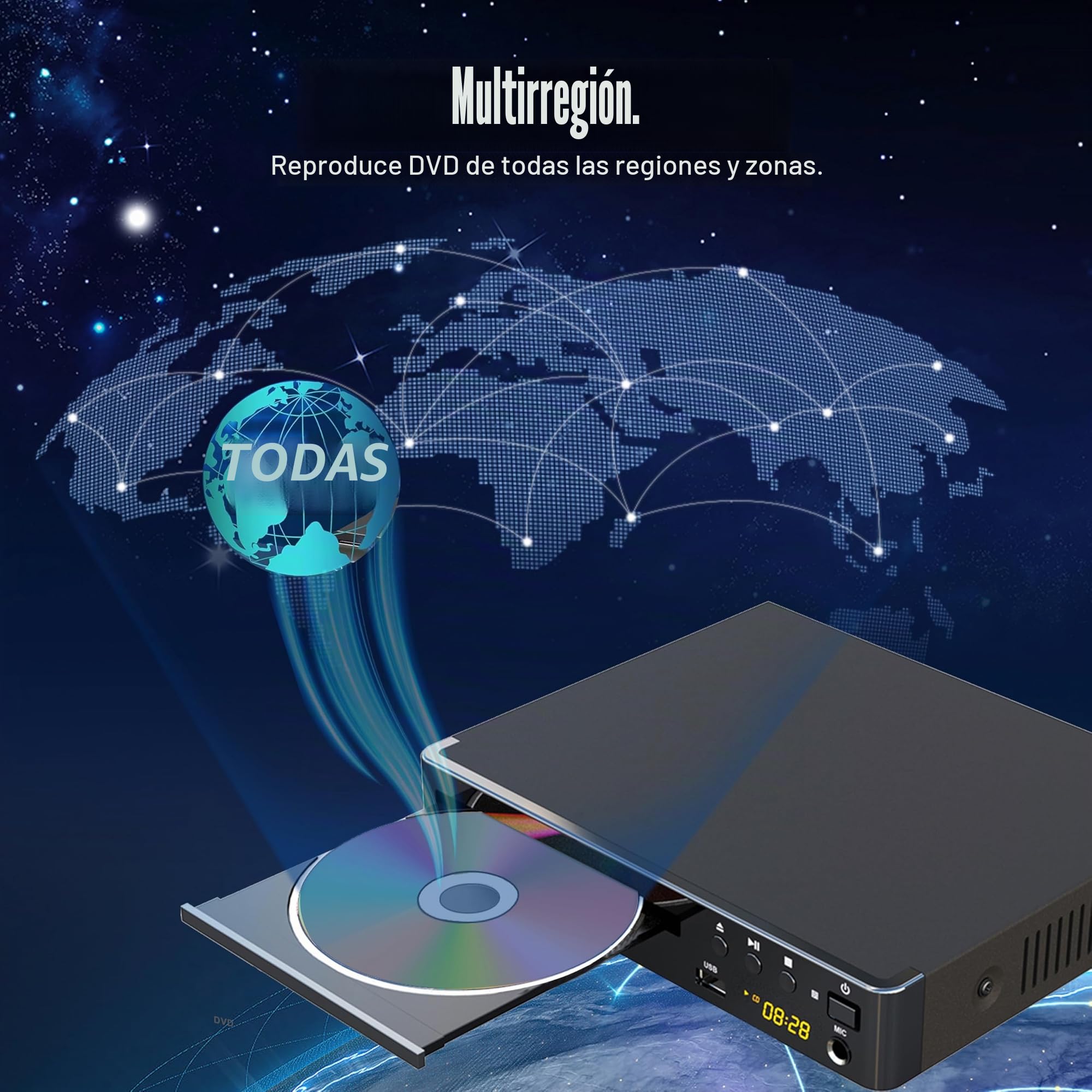 Compacto Reproductor DVD para TV - (HD 1080P escalado Lectore de DVD CD, Salida HDMI/AV/Coxical, Entrada USB, Mic Porta, MP3, Cable HDMI & AV Incluido (LP-099)