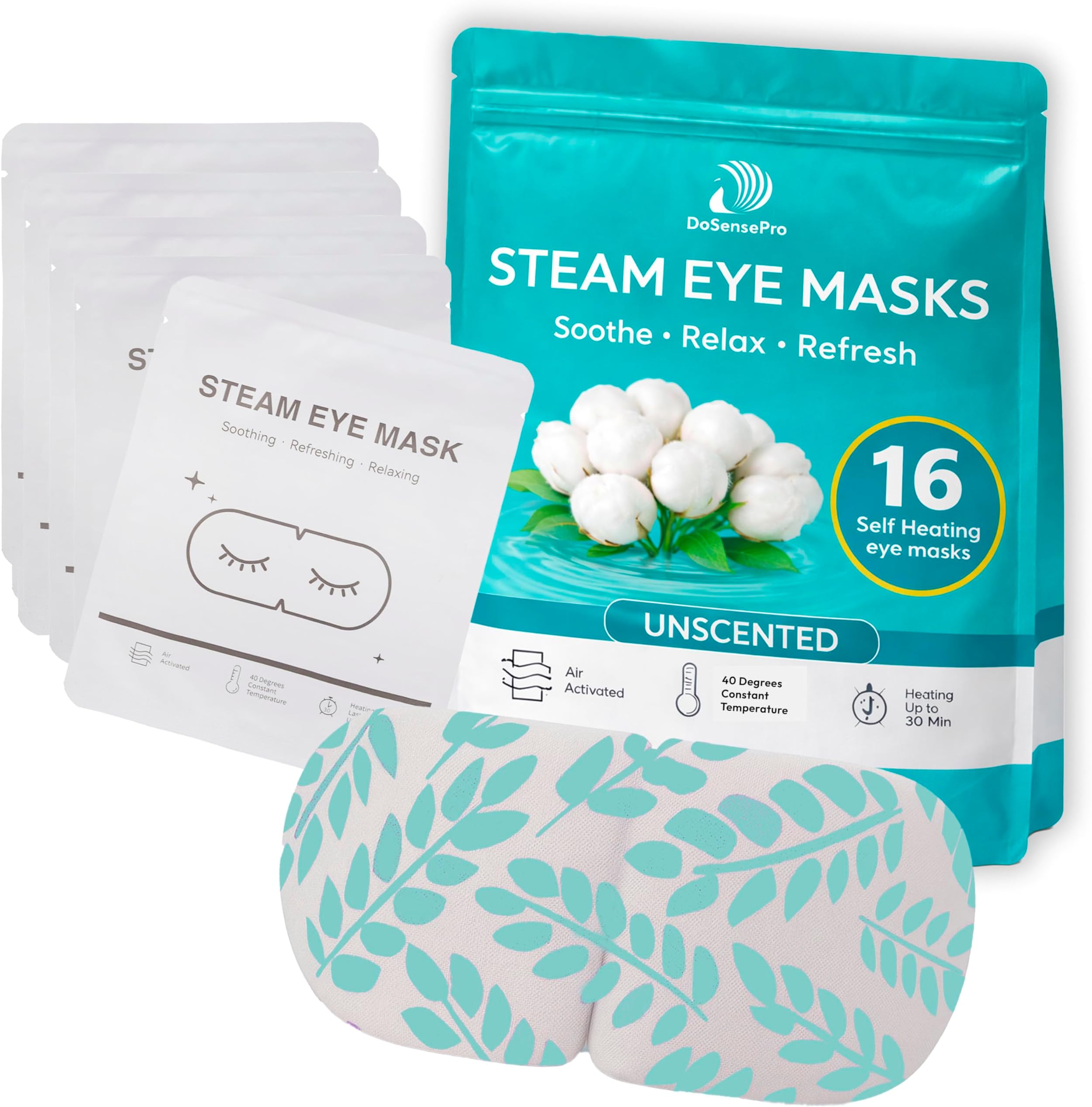 Steam Eye Mask - 16 Pack Unscented Self-Heating Warm Compress for Dry Eyes, Puffy Eyes Relief, Cornea Care, and Relaxation – Soothing & Comfortable Heated Eye Pads