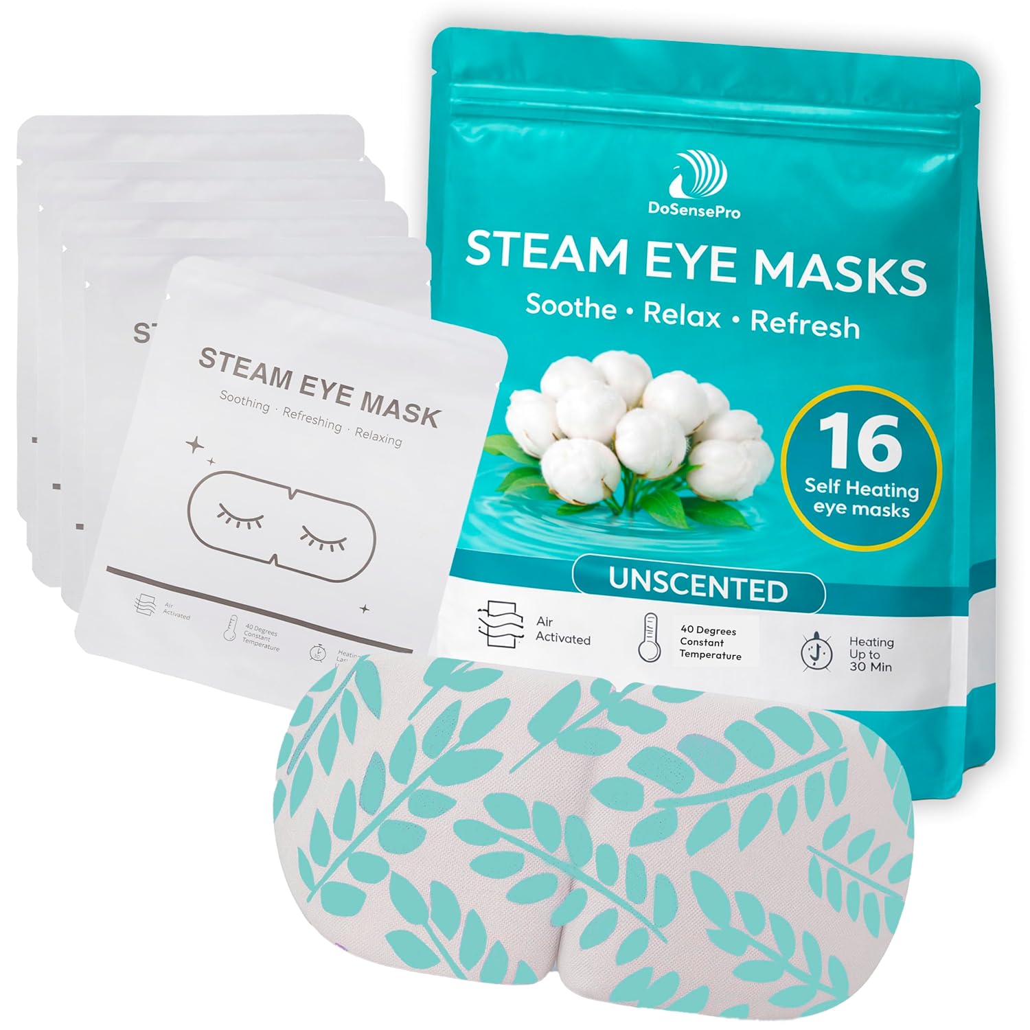 Steam Eye Mask, 16 Pack Self-Heating Warm Compress for Dry Eyes,Cornea Care & Stye Relief – Fragrance-Free Moist Heat Disposable Eye Masks, Hypoallergenic Unscented for Sensitive Eyes