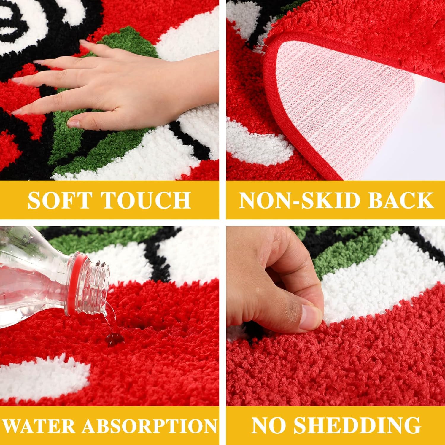 Red Lips Bathroom Rug - Lips Shaped 8 Ball Tufted Bath Mat Non-Slip, Soft Absorbent Washable Rug for Bathroom, Sexy Red Lips Billiards Bath Rug for Shower, Unique Gift