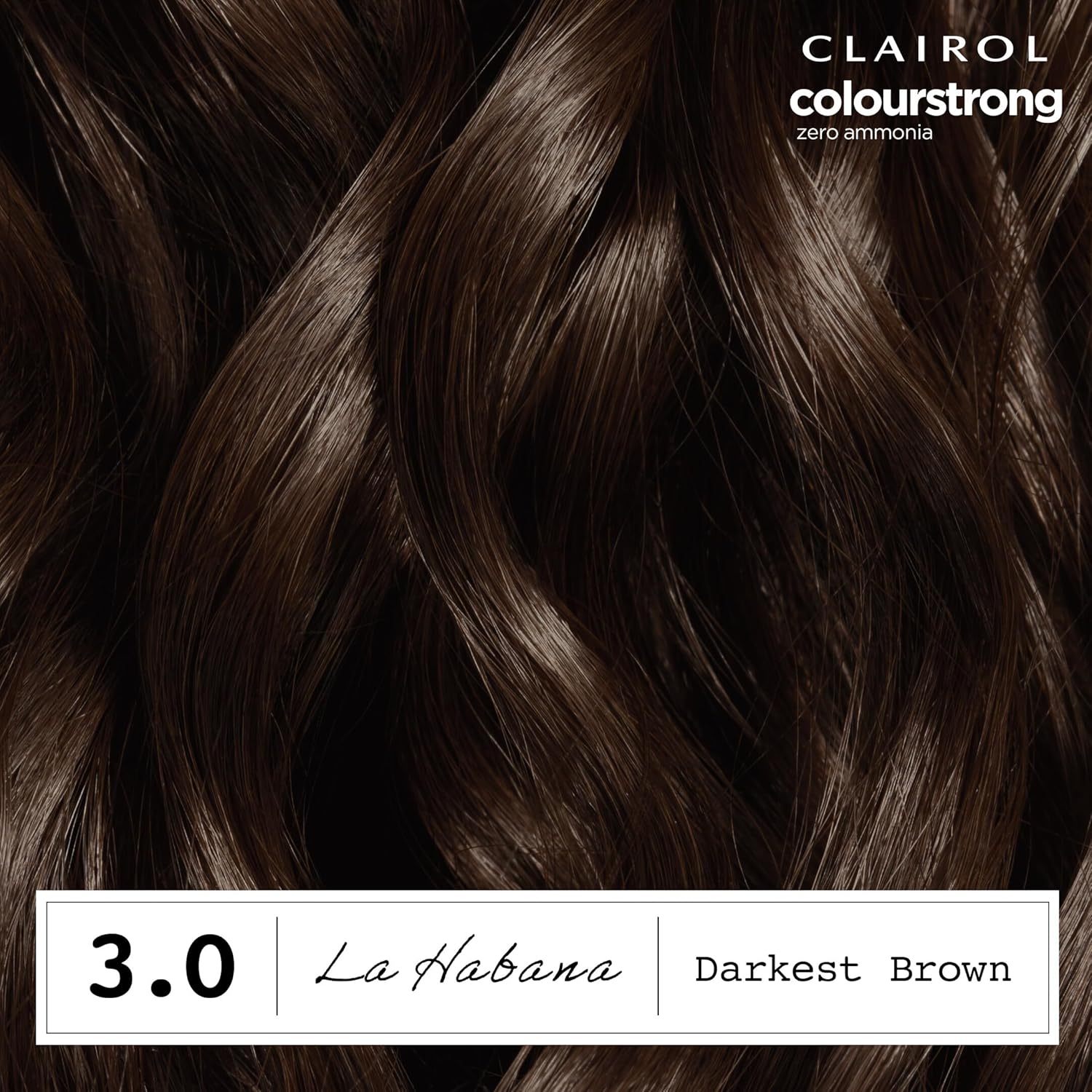Clairol ColorStrong Permanent Hair Dye, Ammonia‑Free, PPD‑Free, 100% Gray Coverage with Bonding System, 3.0 Darkest Brown - La Habana Hair Color, Pack of 1