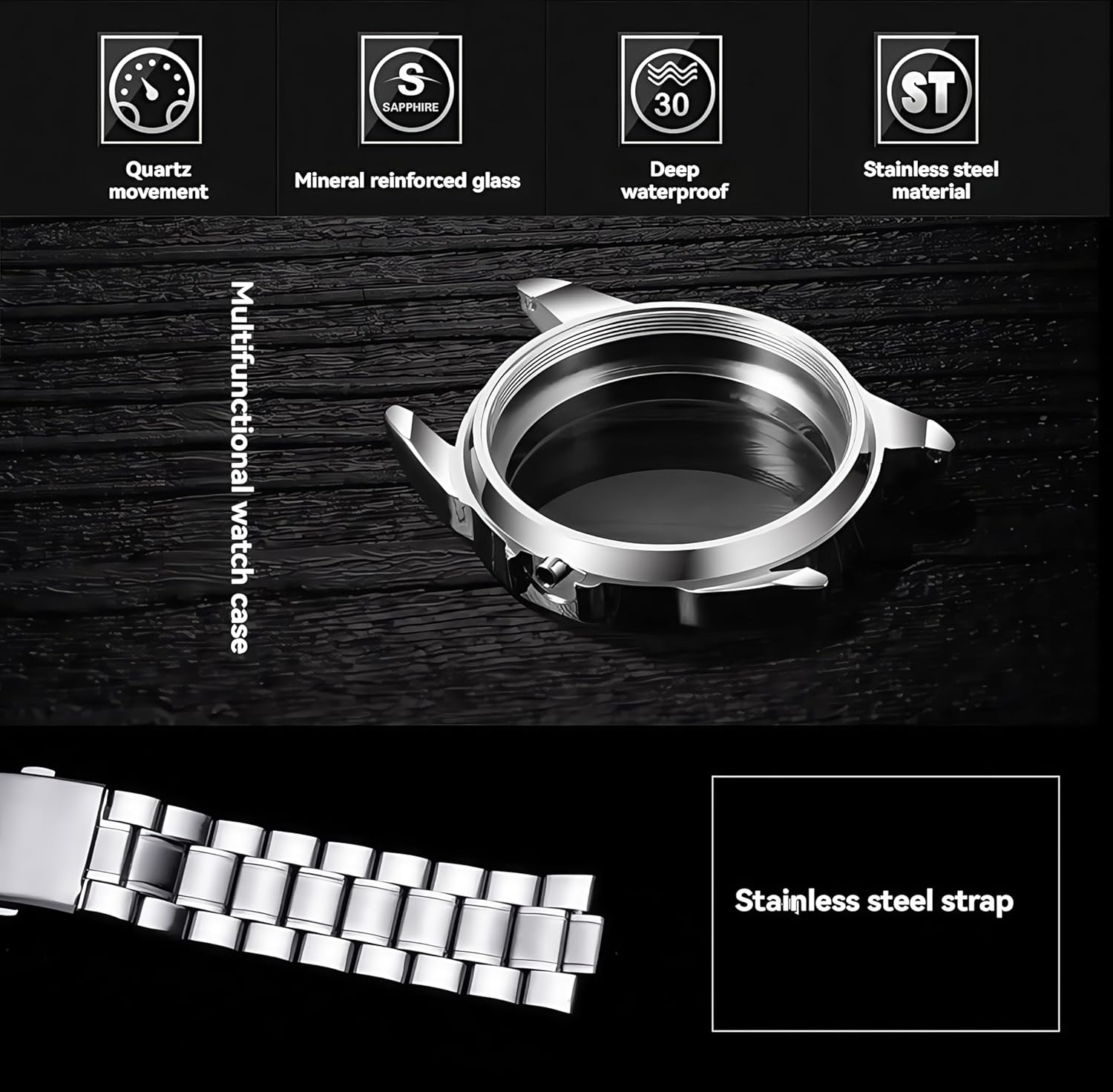 BOSCK Quartz Mens Watch,42mm (1.65 inches) Easy Read Day Stainless Steel Business Watch for Men,30M Waterproof Sports Mens Wrist Watches - Image 5