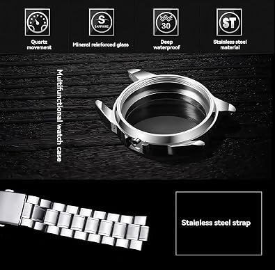 BOSCK Quartz Mens Watch,42mm (1.65 inches) Easy Read Day Stainless Steel Business Watch for Men,30M Waterproof Sports Mens Wrist Watches