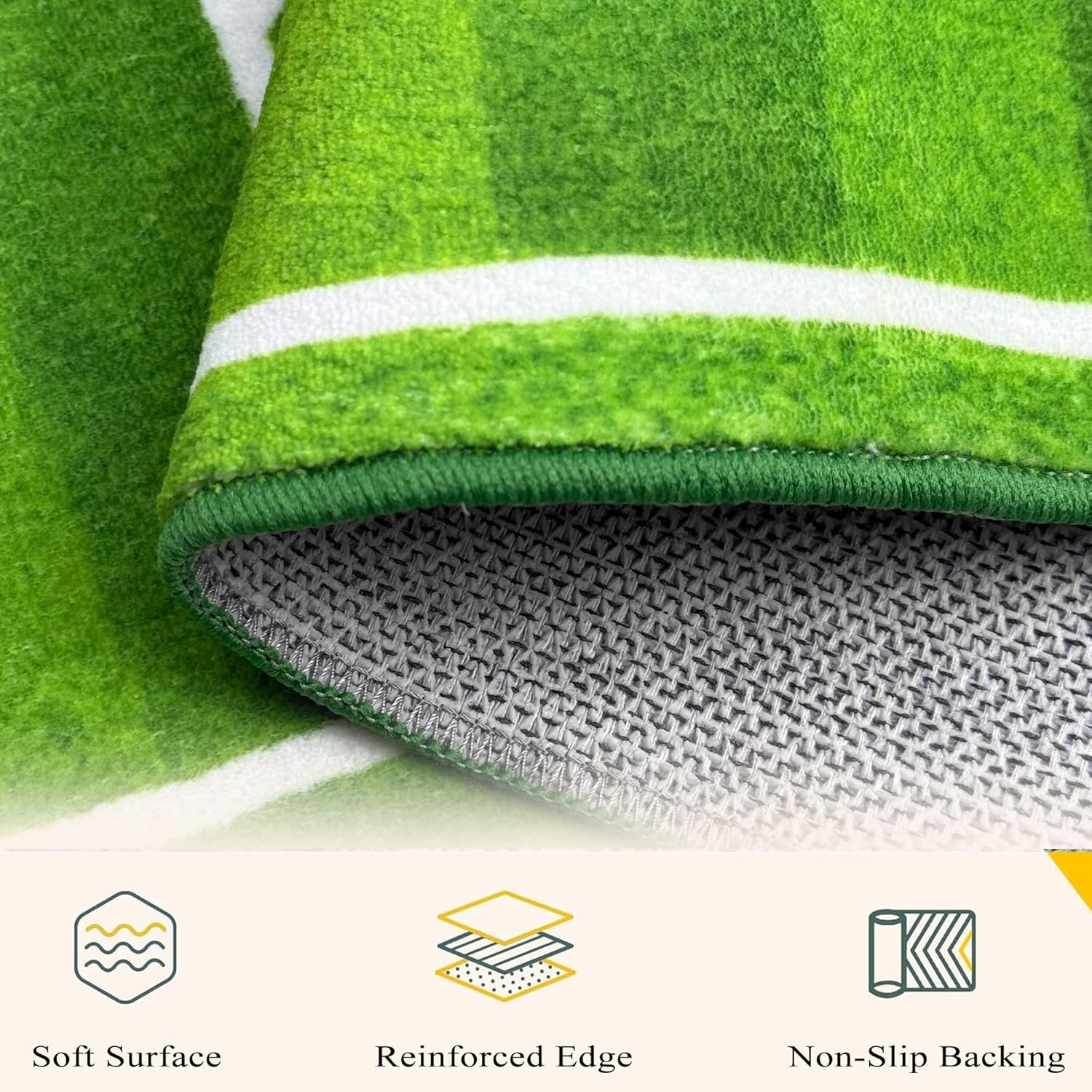 Soccer Area Rug 3x5ft, Machine Washable, Non-Slip Bottom, Foldable & Easy to Store, Easy-Care Sports Carpet for Living Room Bedroom Kids Room