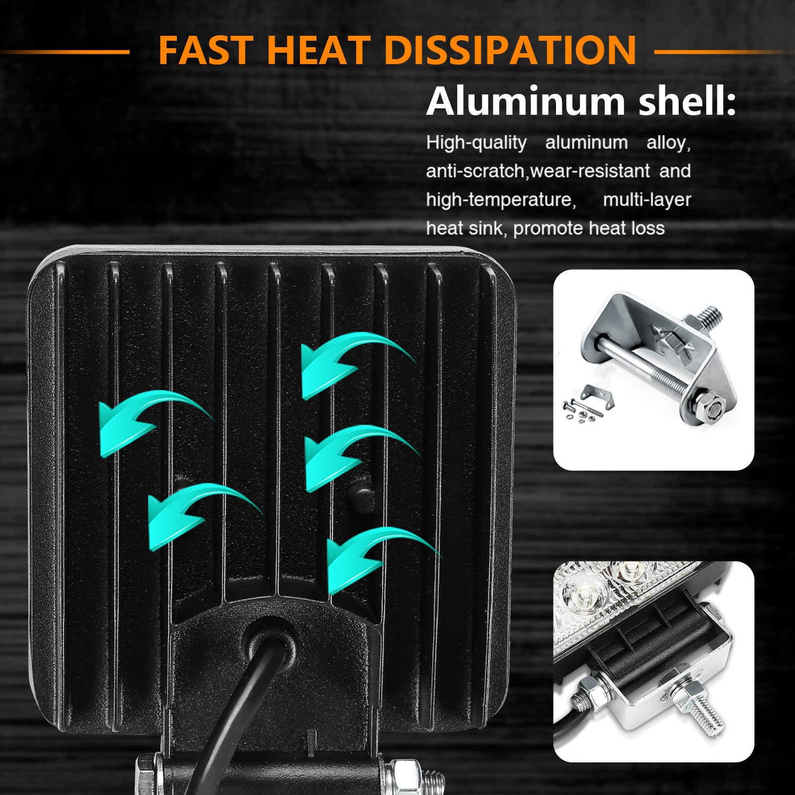 10 pezzi 48W LED fari da lavoro 12V fari ausiliari 4320LM, fari LED 6500K per retromarcia IP67 impermeabili per trattore offroad SUV