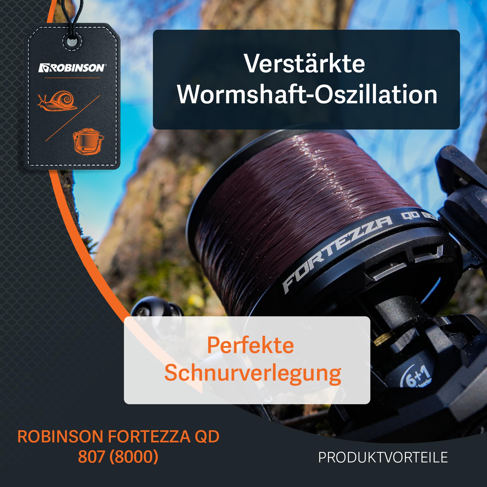 Robinson Karpfenrolle 8000 mit 18kg Bremskraft – Angelrolle mit Quick & Power Drag – Schneckengetriebe für gleichmäßige Schnurverlegung – Duraluminium-Spule – Fortezza