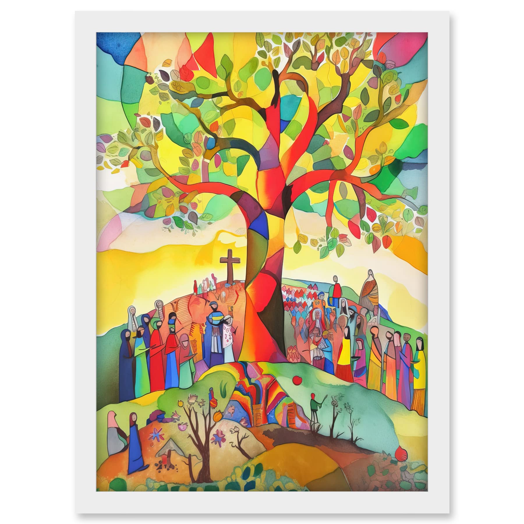 Artery8 The Sermon On The Mount Jesus Folk Art Bible Artwork Framed A3 Wall Art Print