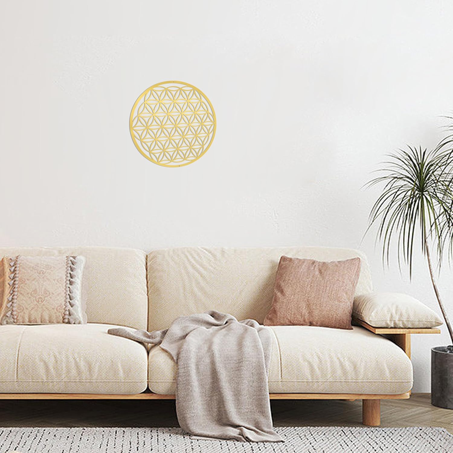 dryelves Gold Flower of Life Metal Wall Art Sacred Geometric Decor