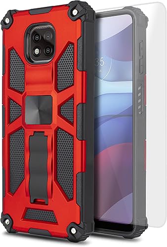 Funda magnética con función atril para Moto G Power 2021 (no compatible con G Power 2020) con protector de pantalla HD, absorción a prueba de