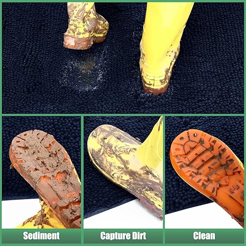 Miniatura 4 de IM HOME Tapete absorbente de felpilla para exteriores, 36 x 24 pulgadas, lavable, tapete para puerta de perro, antideslizante, tapete para