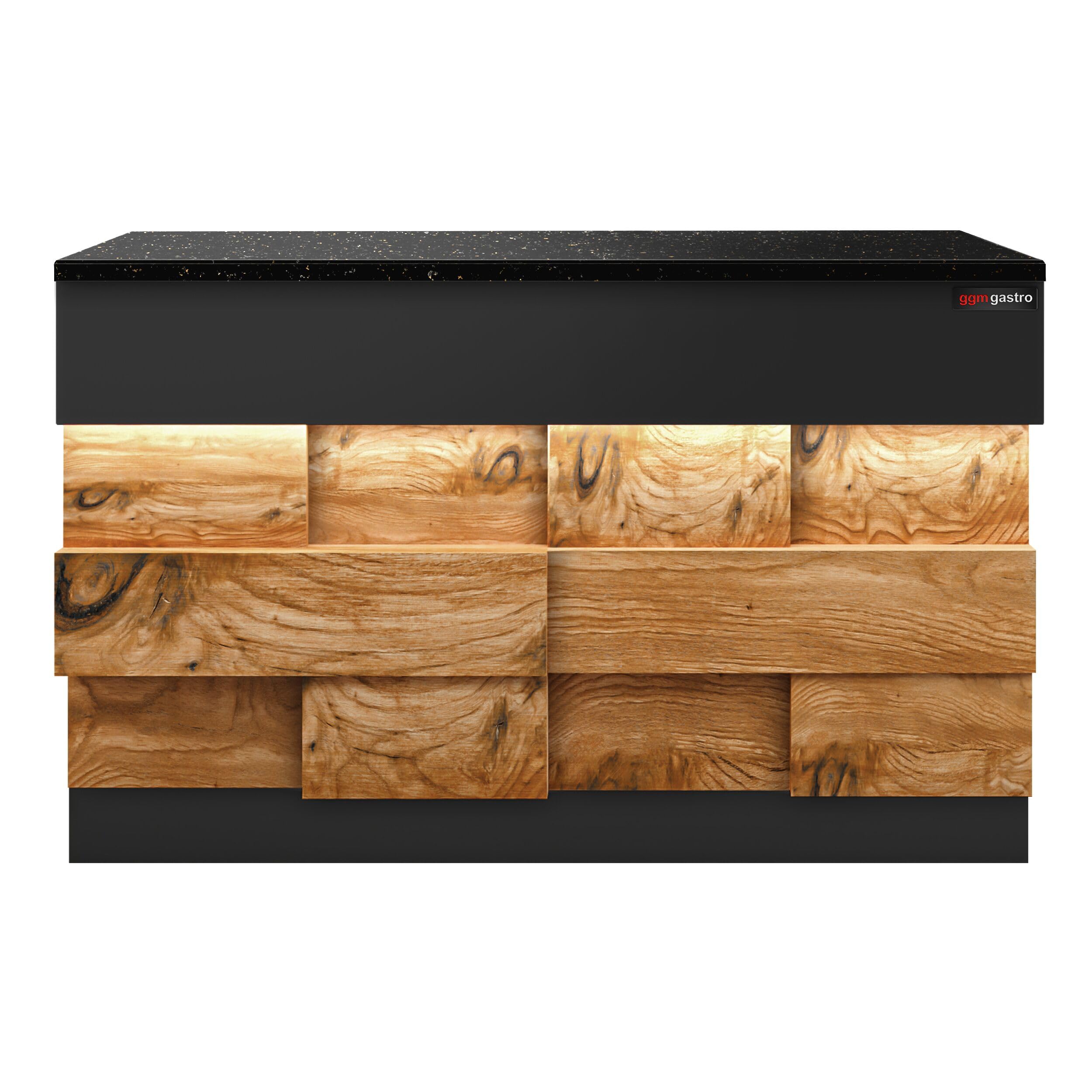 GGM Gastro Kassentisch Toronto 1500 mm | robuste Granitarbeitsplatte, edles Design mit LED-Beleuchtung, ergonomische Arbeitshöhe, pflegeleicht, direkt einsatzbereit
