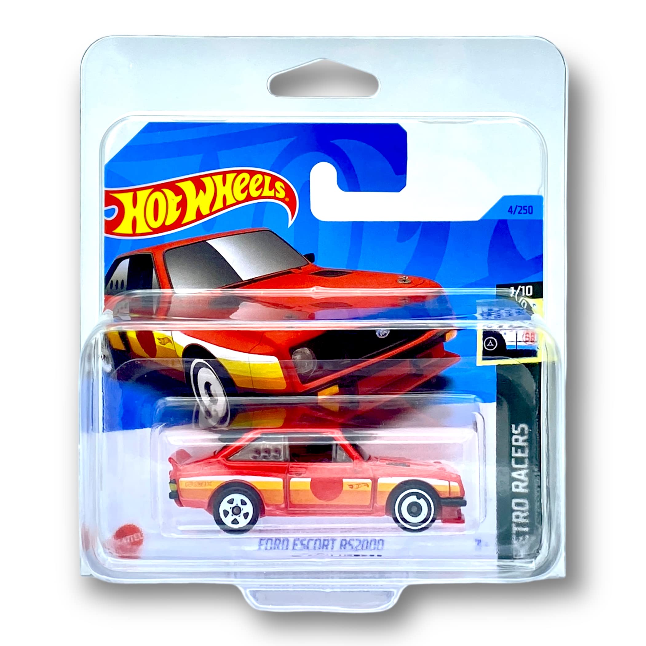 Hot Wheels Ford Escort RS2000 (Red) 1/10 Retro Racers 2023-4/250 (Short Card) *** COMES IN A KLAS CAR KEEPER PROTECTIVE COLLECTORS CASE *** HKJ77