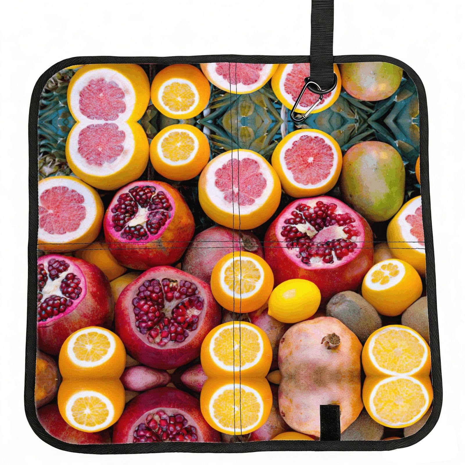 SDEGTHO Fruit Picture Print Padded Seat Pad Folding Cushion Waterproof Bench Mat Portable Outdoor Rest Mat 15.8"