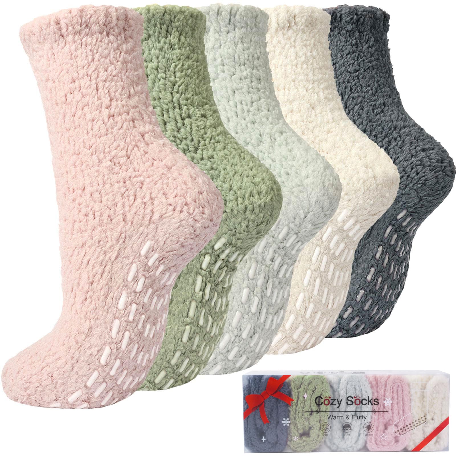 Caldodo Pluizige pantoffelsokken voor heren met grijpers, gezellige donzige dikke thermische antislip sokken voor heren, winterwarme fleece bedsokken voor thuis vloer slapen 5 paar, 40-45 EU Caldodo Pluizige pantoffelsokken voor heren met grijpers, gezellige donzige dikke thermische antislip sokken voor heren, winterwarme fleece bedsokken voor thuis vloer slapen 5 paar, 40-45 EU