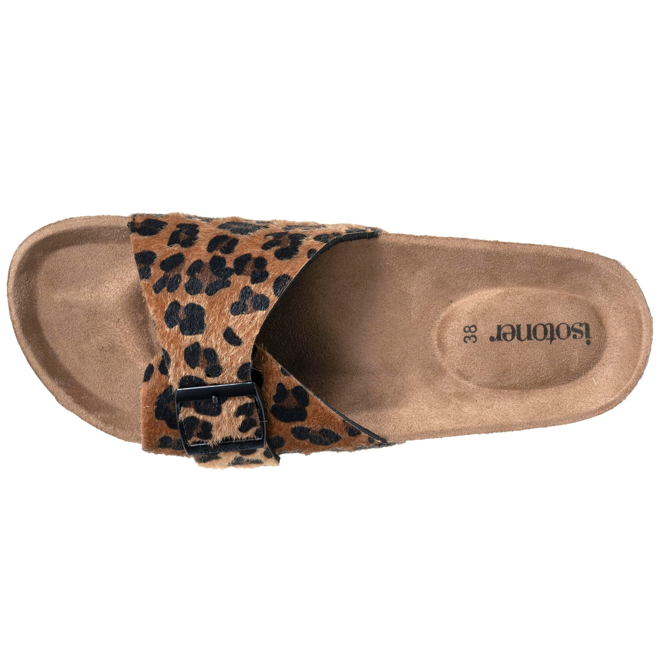 Isotoner Mules Claquettes Femme à Simple Bride Noire, Semelle intérieur Patch Talon Ultra Confortables,