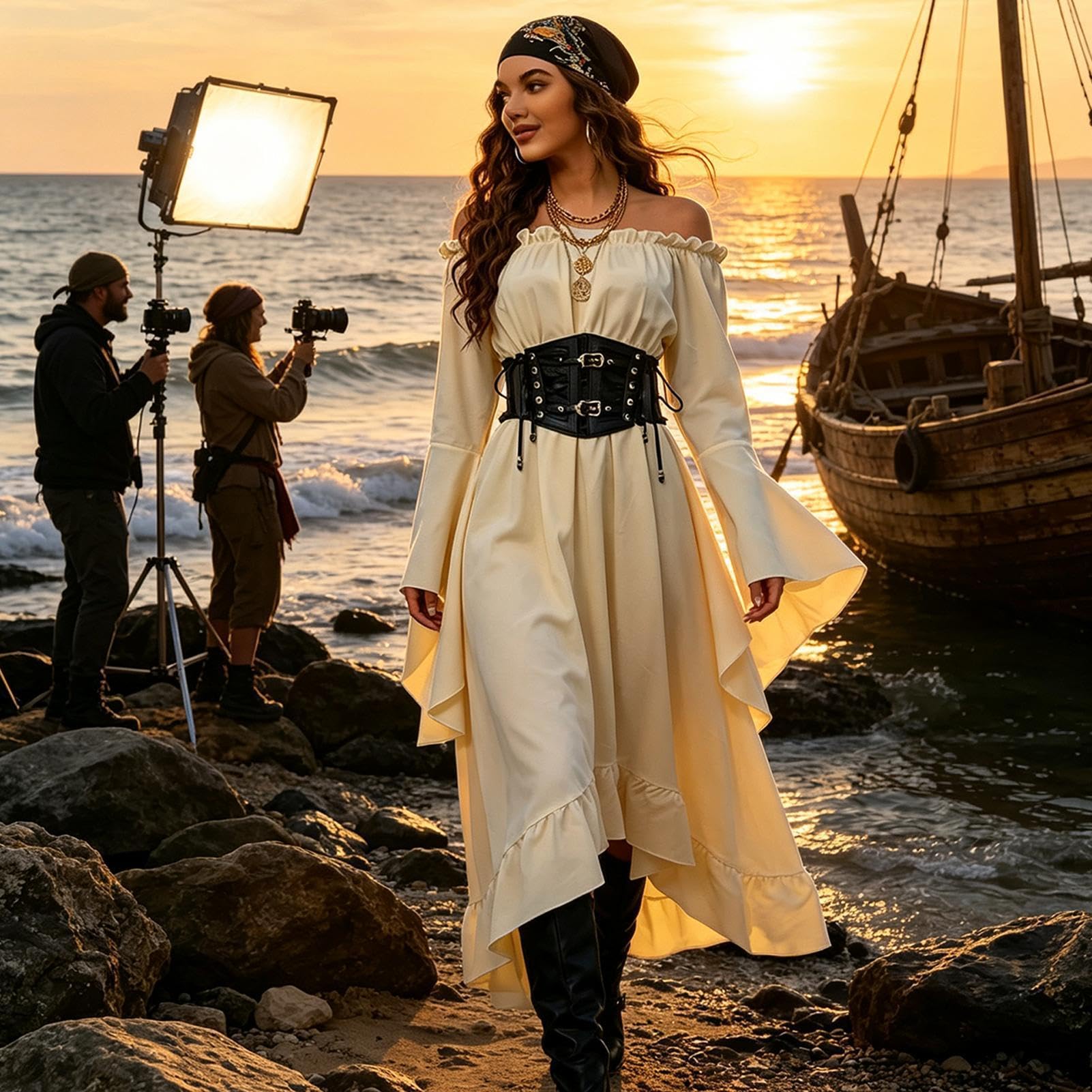 Sukienka Piracka Średniowieczny Retro Strój Cosplay, Rekwizyt Fotograficzny
