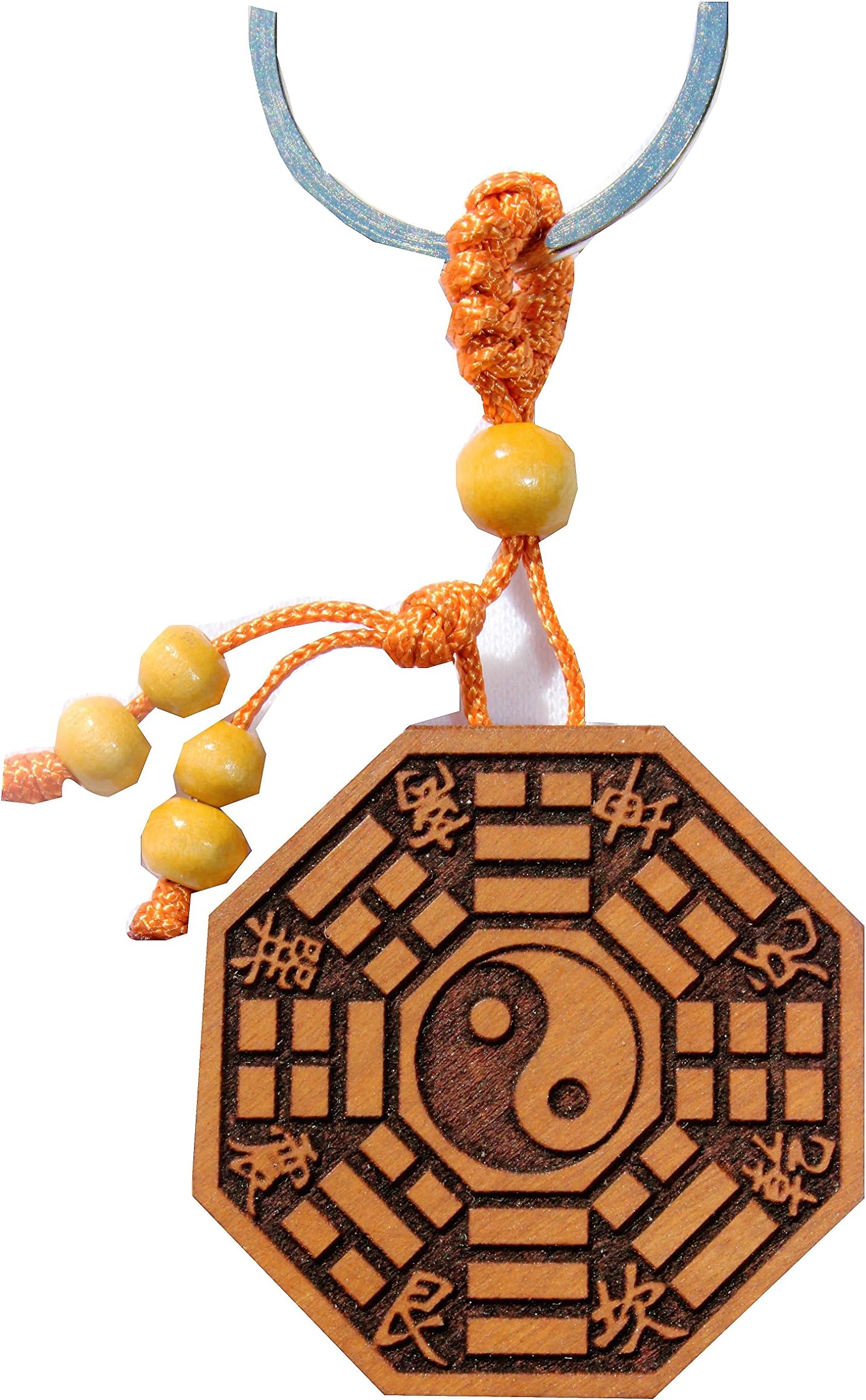 CHINA ELEMENTS Bu Gua Feng Shui Key Ring Bag Charm Peach Wood Carved Key Ring -Yin Yang Ba Gua Of Taoism Symbol To Keep Evil Away-12
