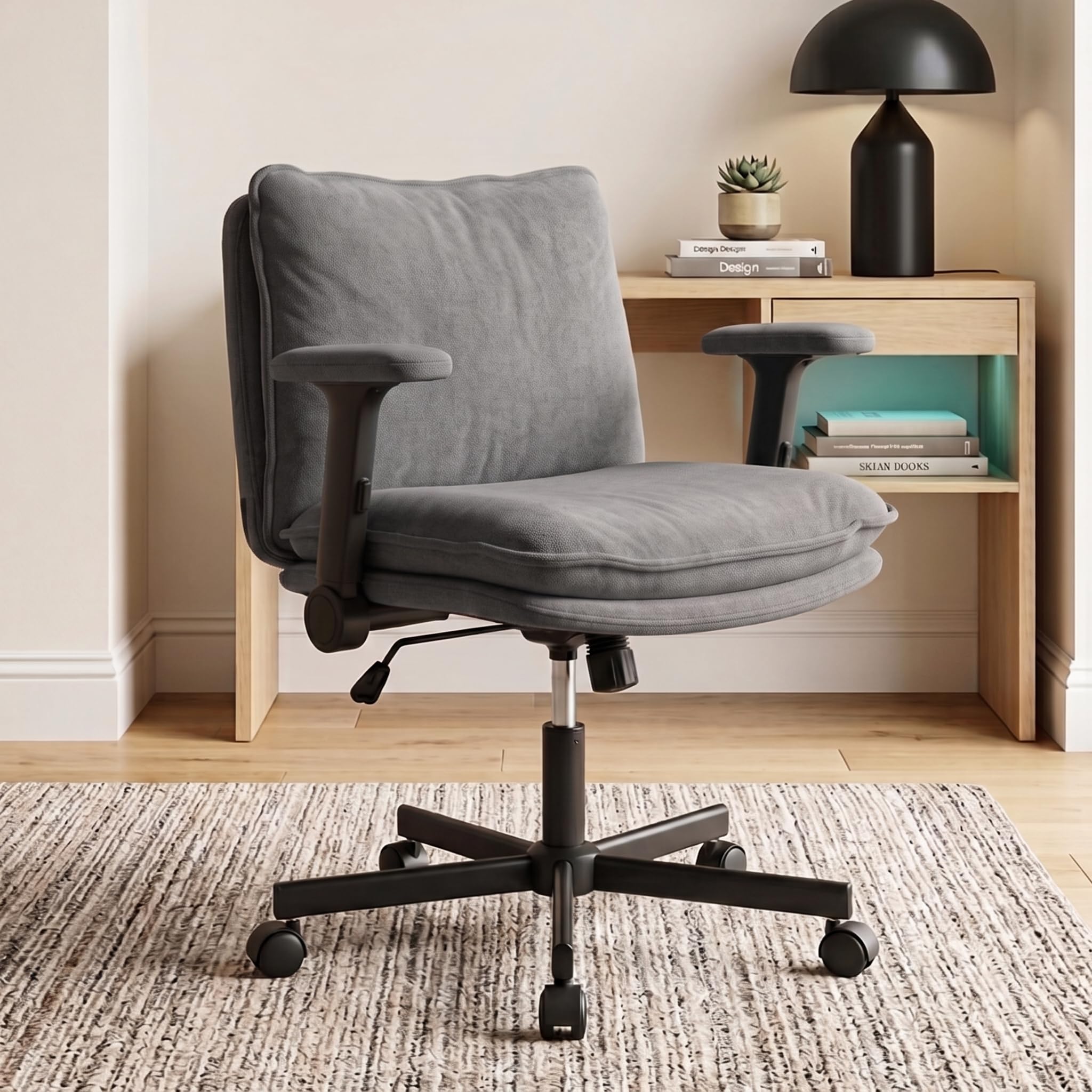 DROGO Zen Pro Criss Cross Legged Office Chair for Work from Home with Flip-Up Armrest & Wide Thick Cushion Seat | Computer Study Chair with Adjustable Height, Recline & Heavy Duty Metal Base (Grey)-image-34