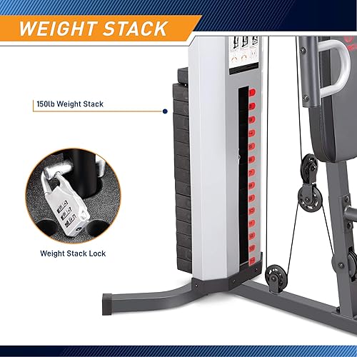 Miniatura 3 de Marcy MWM-988 Multifunction Steel Home Gym 150lb Weight Stack Machine Negro