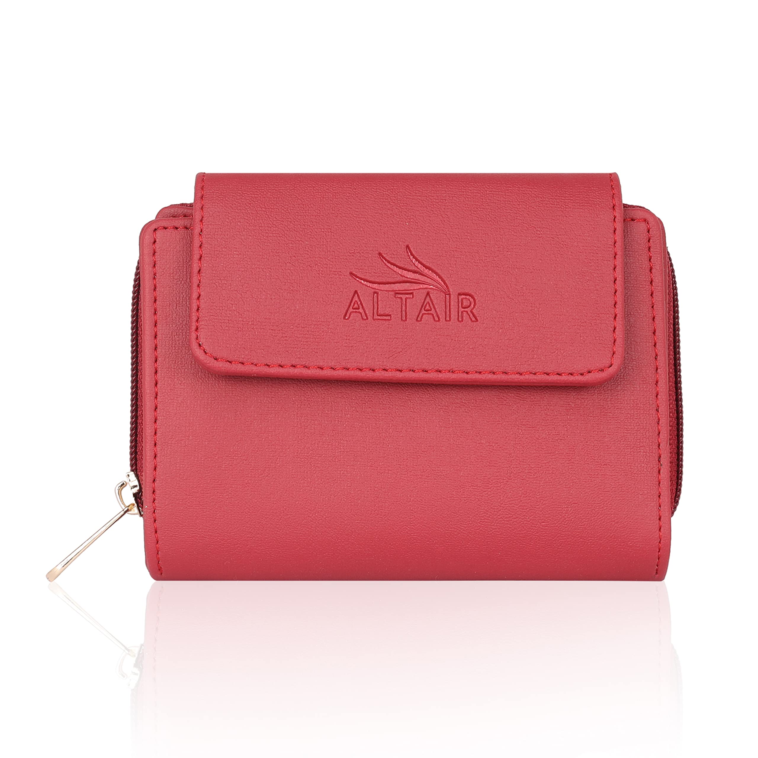 altair Women's Small Wallet with ID Slot, 3 Card Holders, Cash Compartment, and Coin Pocket - Stylish and Durable Wallet for Women (Red)-picture-32