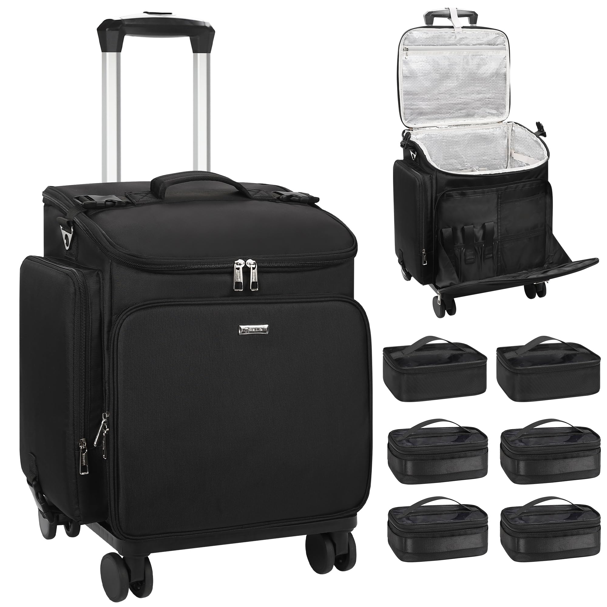 Photo 1 of Relavel Rolling Makeup Case - Hair Tools Travel Bag with Wheels