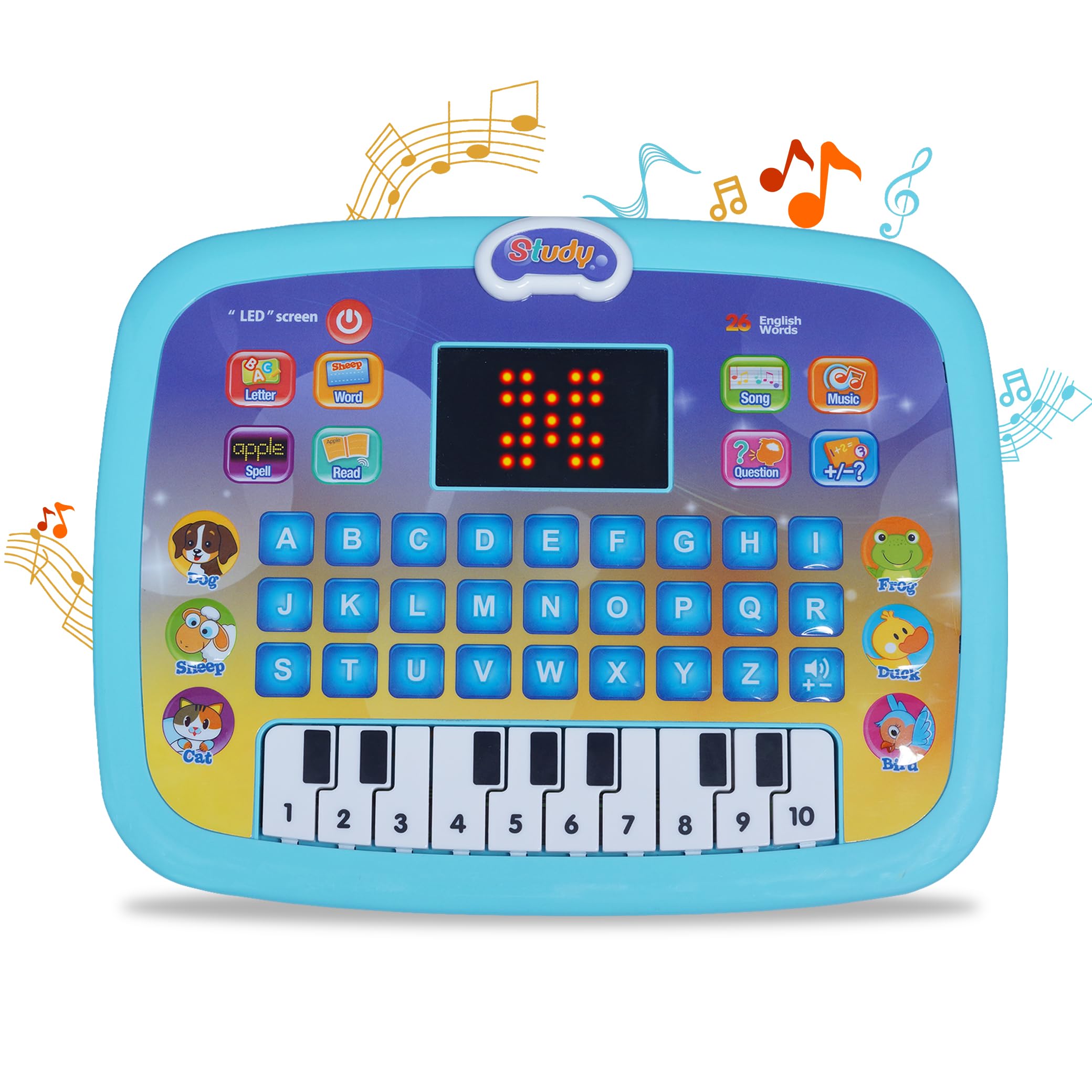 PLAYSKOUT Educational Learning Kids Laptop Tablet Computer Plus Piano with led Screen Music Fun Toy Activities for Kids Age 1 2 3-6 Years to Learn Alphabet ABC/Numbers/Words (Blue) (B0CTJ86PCG) Amazon Price History, Amazon Price Tracker
