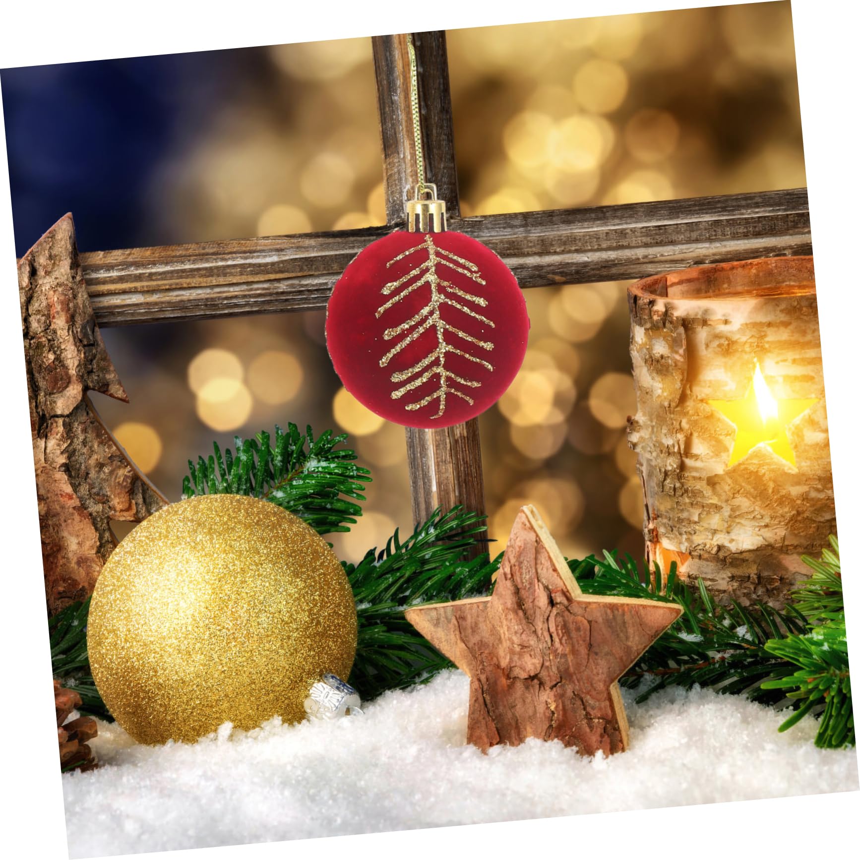PRETYZOOM 24stücke Teiliges Weihnachtsbaum-dekorationskugeln Rot Flocking Weihnachtsbaum-hängeschmuck Für Festliche Anlässe Und Weihnachtsdekoration