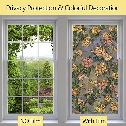 Miniatura 3 de Add.Heres Película 3D para ventana de vitral, película decorativa de privacidad para ventana de baño, puerta delantera, hogar, bloqueo solar,