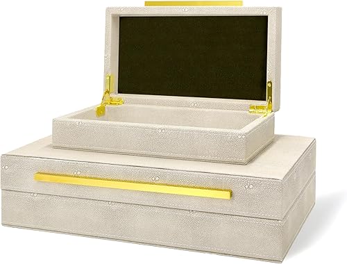 Miniatura 8 de Caja decorativa moderna de piel sintética Shagreen, cajas de almacenamiento decorativas con tapas para decoración del hogar, organizador de joyero