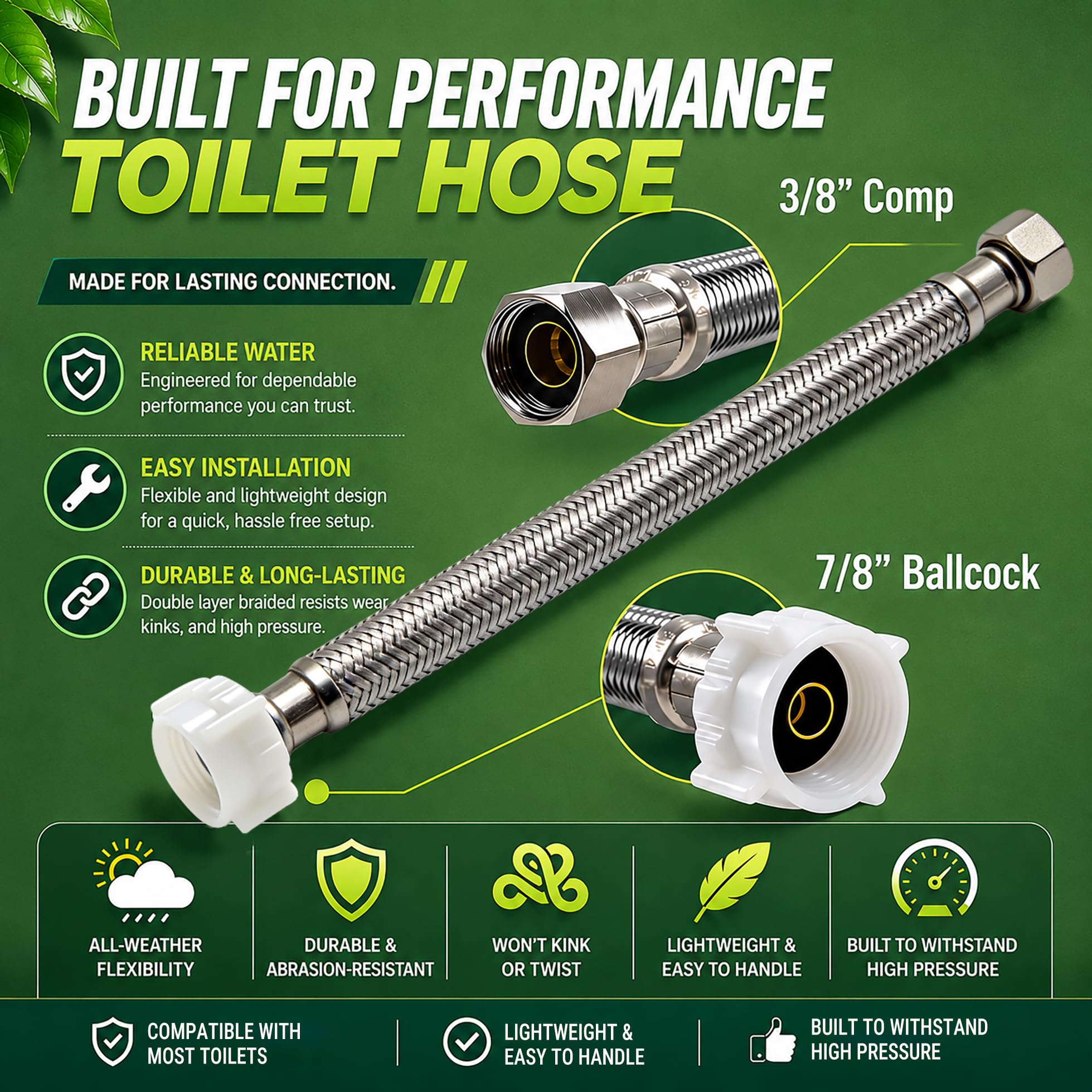 TT FLEX Toilet Supply Line Kit - 12" -3