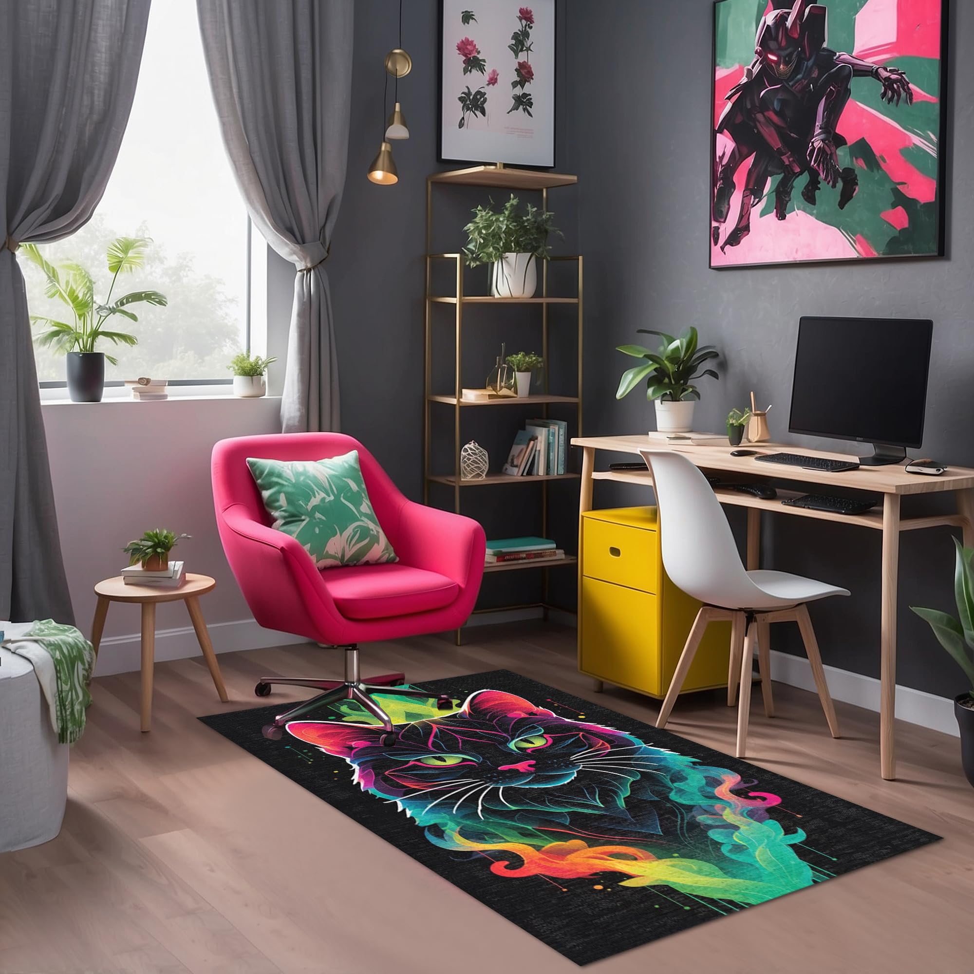 Depoba Caty Kadife Oyuncu Odası Halısı Kaymaz Pamuk Tabanlı Yıkanabilir Antibakteriyel Gamer, Gaming Halısı 200x300