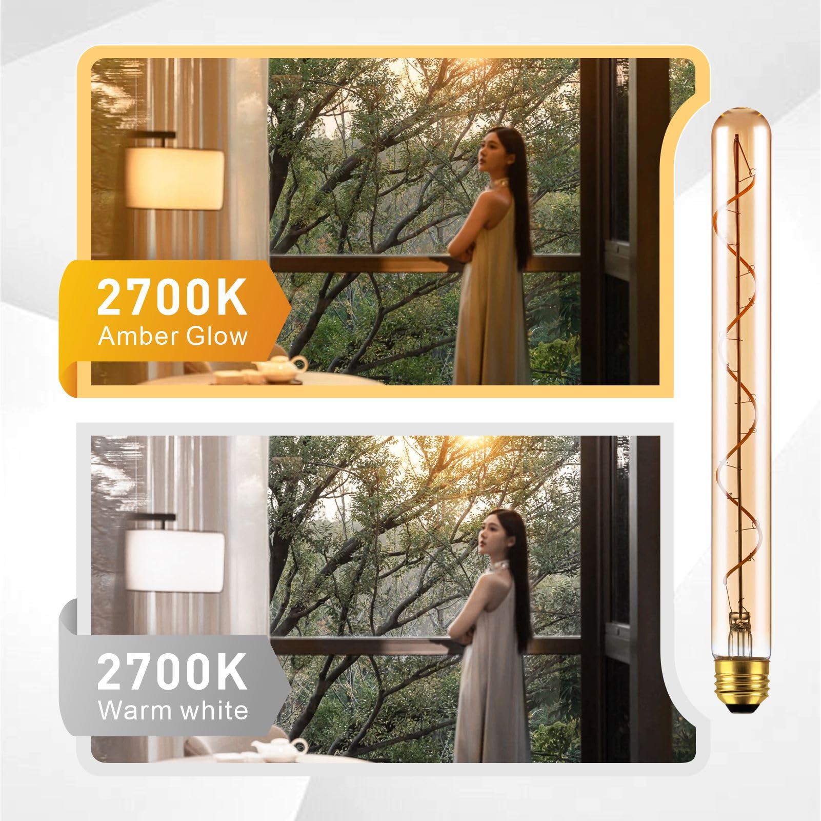 11 8 Inch Long Tubular Light Bulb Dimmable LED Edison Light Bulbs 5W T30 Vintage LED Bulbs 2700K — view 7