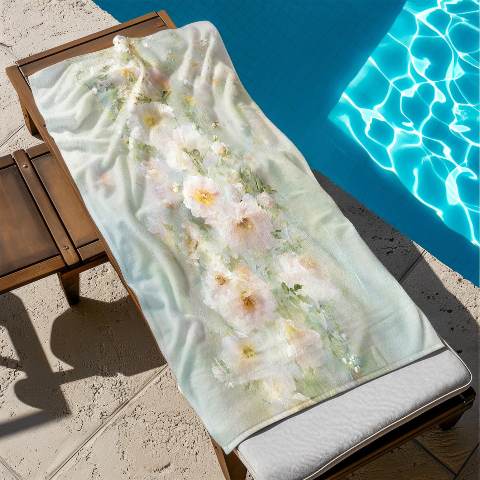Telo Mare Microfibra 210x230 Fiore Rosa Chiaro Telo Spiaggia Grande Antisabbia,XXL Asciugamano Mare, Asciugatura Rapida, Stuoia Spiaggia Leggero E Portatile