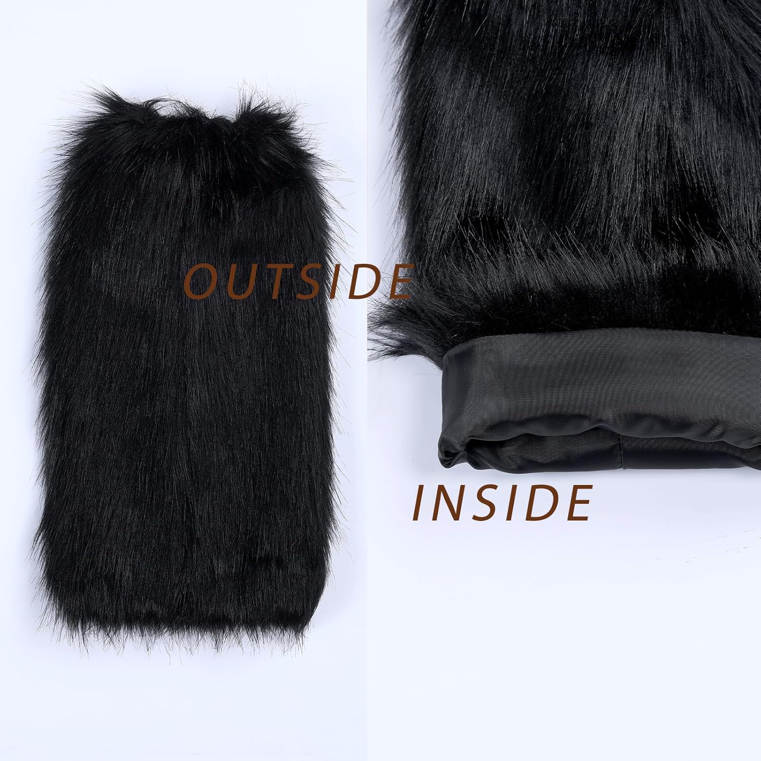 WMG Furry Faux Fur Leg Warmers For Women Fur Long Boot Covers Fluffy and Stretchy Leg Warmers For Christmas Cosplay - Image 6