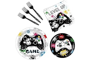 96 Pcs Video Game Plates and Napkins - Level Up The Party