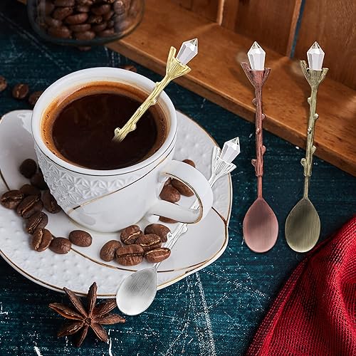 Miniatura 3 de ISKYBOB - Juego de 4 cucharas pequeñas de cristal retro para café, té, helado, postre, de 4.6 pulgadas de largo