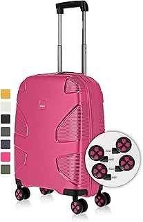 IMPACKT IP1 4-Rad Hartschalenkoffer aus recyceltem Material mit 6 Jahren Garantie; nachhaltiger Reisekoffer mit austauschbaren klick-Rollen